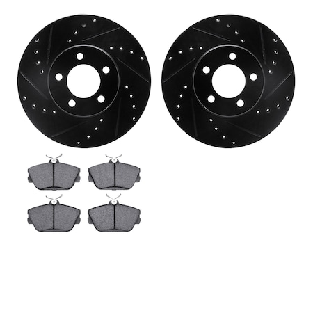 8502-54337, Rotors-Drilled And Slotted-Black With 5000 Advanced Brake Pads, Zinc Coated